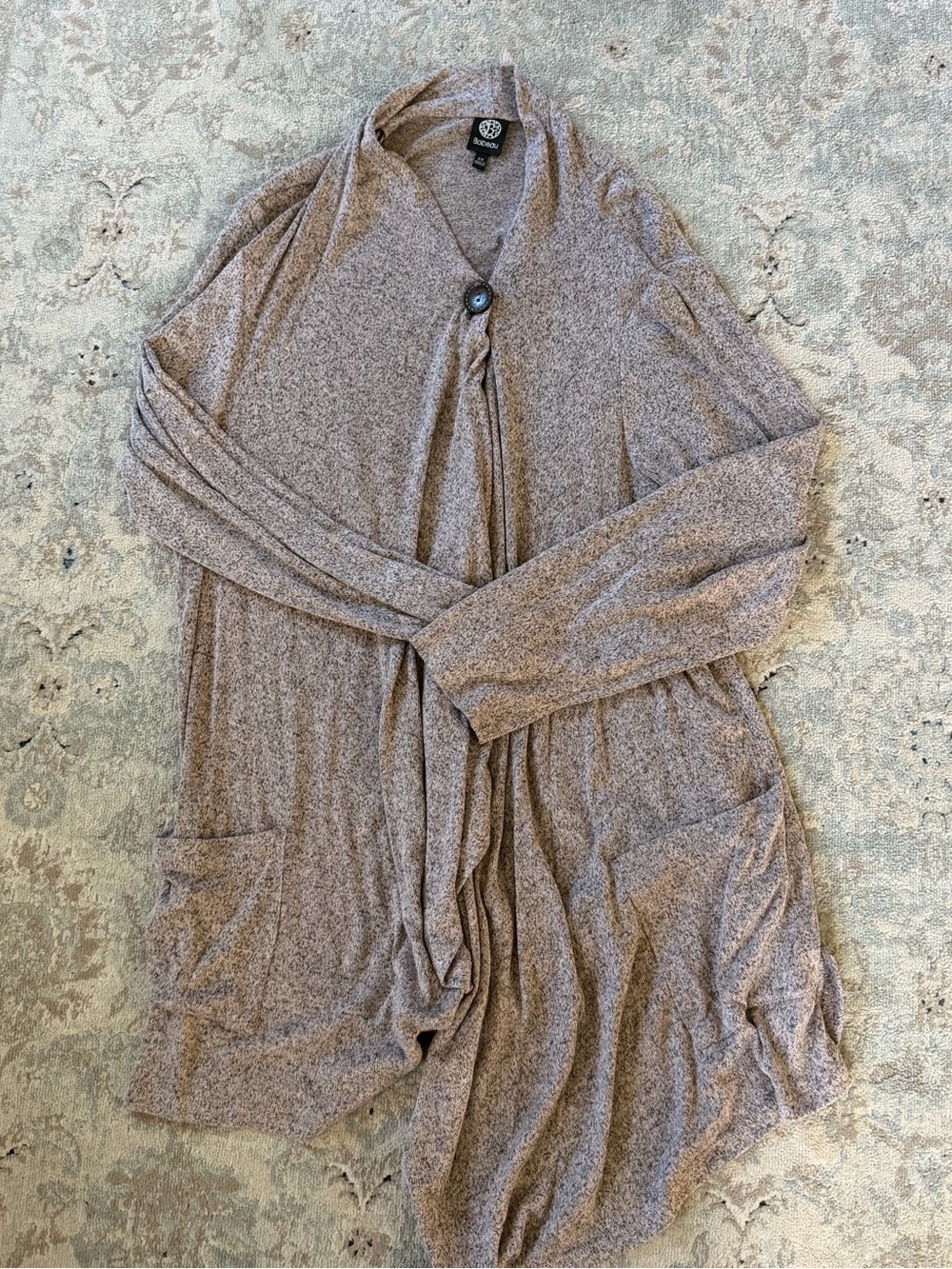 bobeau Taupe Marled Open-Front Cardigan
